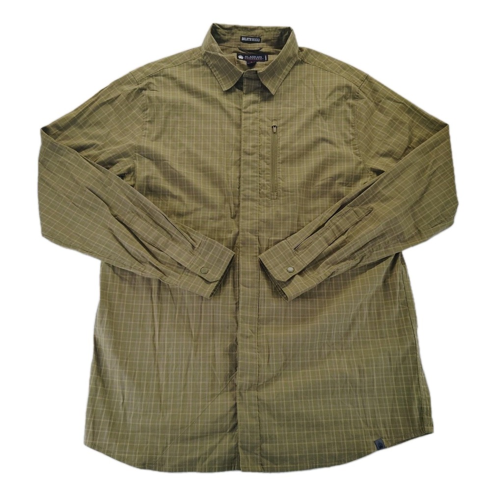 Duluth Untucked Trading Co Alaskan Hardgear, Mens L Tall Greenish Brown Plaid